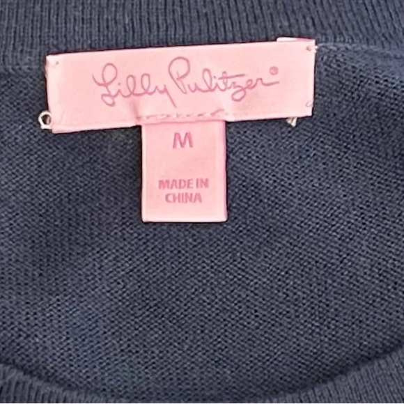 Lilly Pulitzer Faire Sweater Dress Medium Cotton Modal Wool Blend Cold Shoulder - Picture 9 of 11